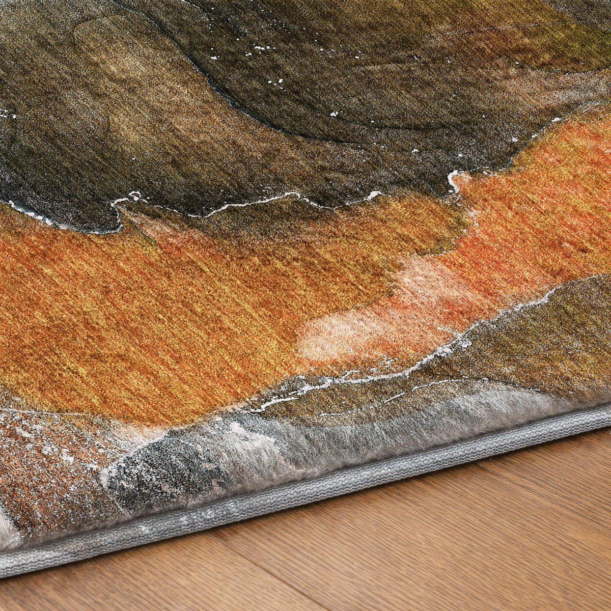 10' X 14' Orange And Brown Abstract Shag Washable Area Rug With UV Protection - HomeRoots - Flyclothing LLC