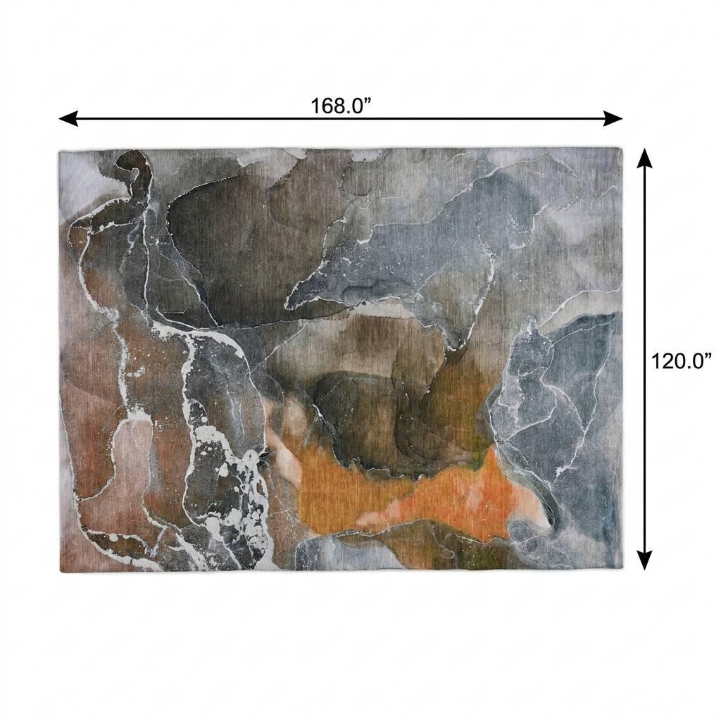 10' X 14' Orange And Brown Abstract Shag Washable Area Rug With UV Protection - HomeRoots - Flyclothing LLC