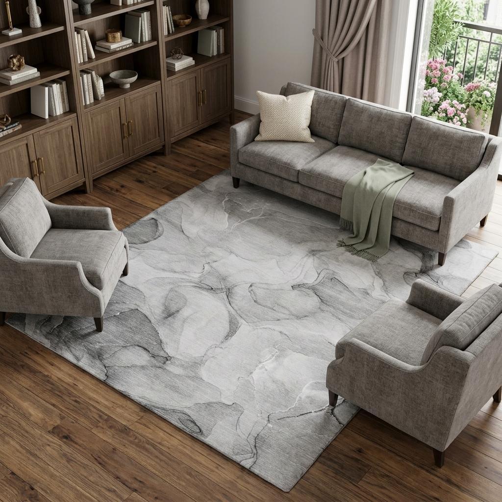 9' X 12' Gray And Charcoal Abstract Shag Washable Area Rug With UV Protection - HomeRoots - Flyclothing LLC