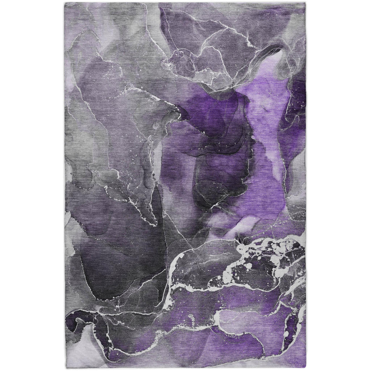 5' X 8' Purple And Gray Abstract Shag Washable Area Rug With UV Protection - HomeRoots - Flyclothing LLC