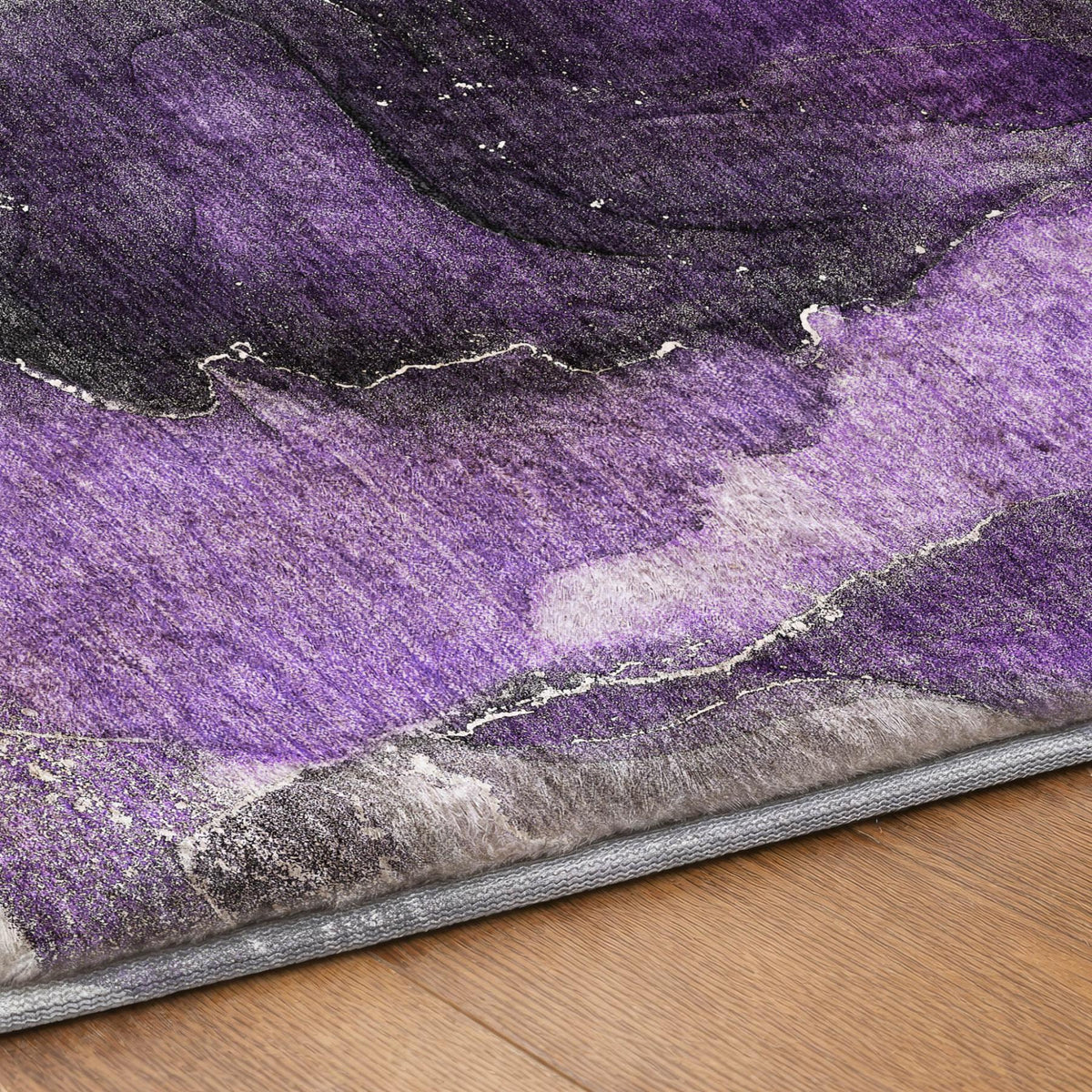 5' X 8' Purple And Gray Abstract Shag Washable Area Rug With UV Protection - HomeRoots - Flyclothing LLC