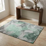 3' X 5' Green And Mint Green Abstract Shag Washable Area Rug With UV Protection - HomeRoots - Flyclothing LLC