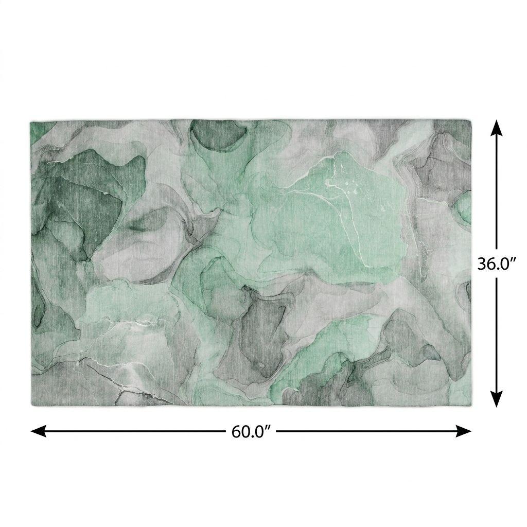 3' X 5' Green And Mint Green Abstract Shag Washable Area Rug With UV Protection - HomeRoots - Flyclothing LLC