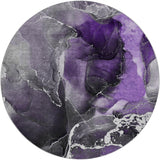 8' Purple And Gray Abstract Shag Washable Round Rug With UV Protection - HomeRoots - Flyclothing LLC