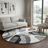 8' Purple And Gray Abstract Shag Washable Round Rug With UV Protection - HomeRoots - Flyclothing LLC
