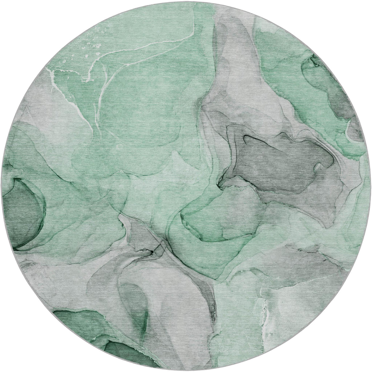 8' Green And Mint Green Abstract Shag Washable Round Rug With UV Protection - HomeRoots - Flyclothing LLC