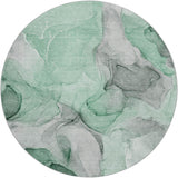 8' Green And Mint Green Abstract Shag Washable Round Rug With UV Protection - HomeRoots - Flyclothing LLC
