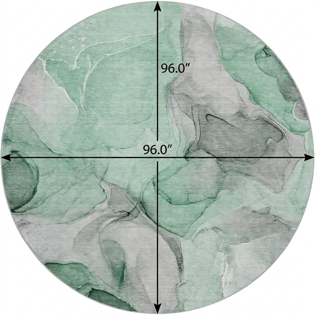 8' Green And Mint Green Abstract Shag Washable Round Rug With UV Protection - HomeRoots - Flyclothing LLC