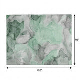 8' X 10' Green And Mint Green Abstract Shag Washable Area Rug With UV Protection - HomeRoots - Flyclothing LLC