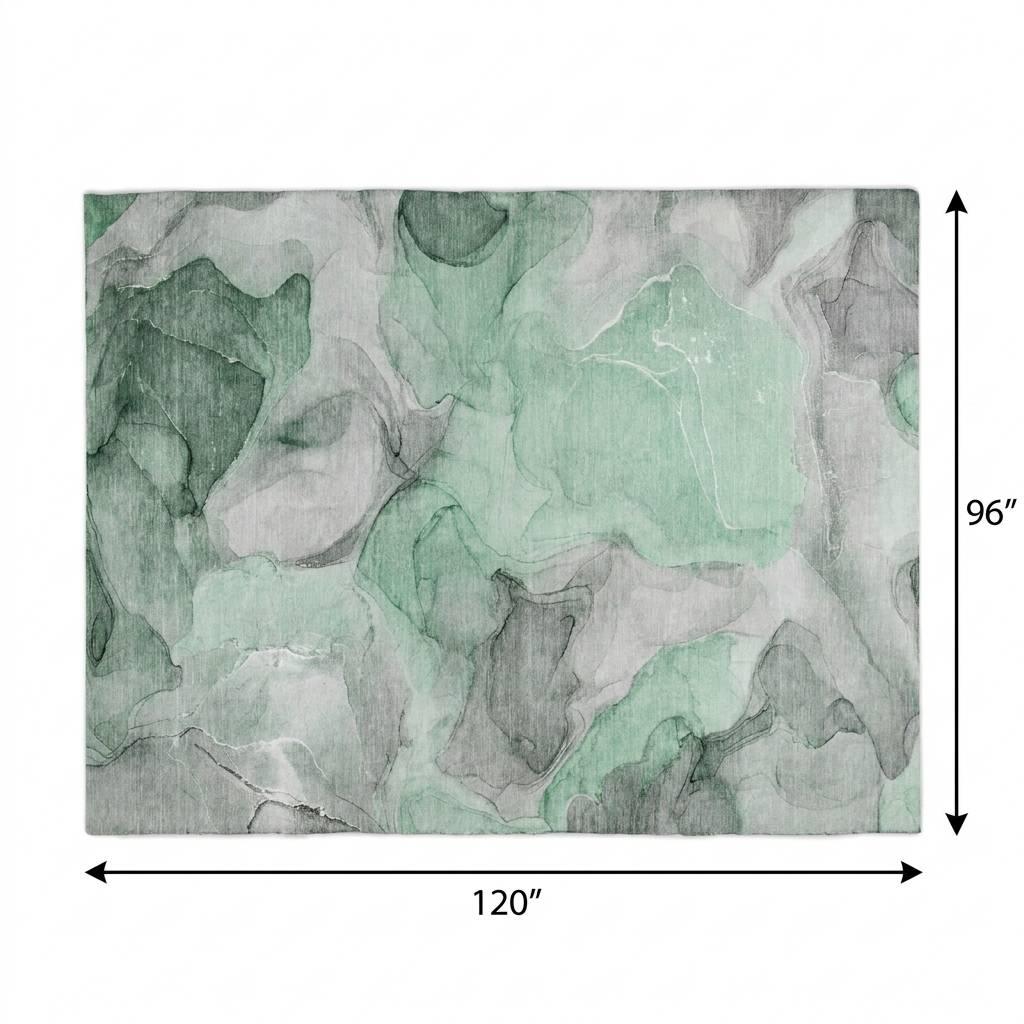 8' X 10' Green And Mint Green Abstract Shag Washable Area Rug With UV Protection - HomeRoots - Flyclothing LLC