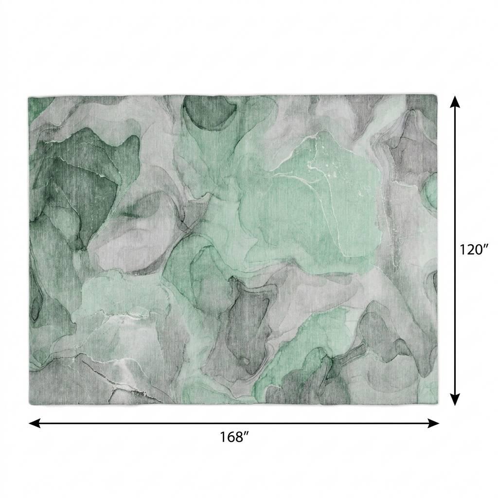 10' X 14' Green And Mint Green Abstract Shag Washable Area Rug With UV Protection - HomeRoots - Flyclothing LLC