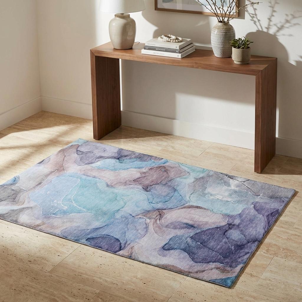 3' X 5' Navy Blue And Blue Abstract Shag Washable Area Rug With UV Protection - HomeRoots - Flyclothing LLC
