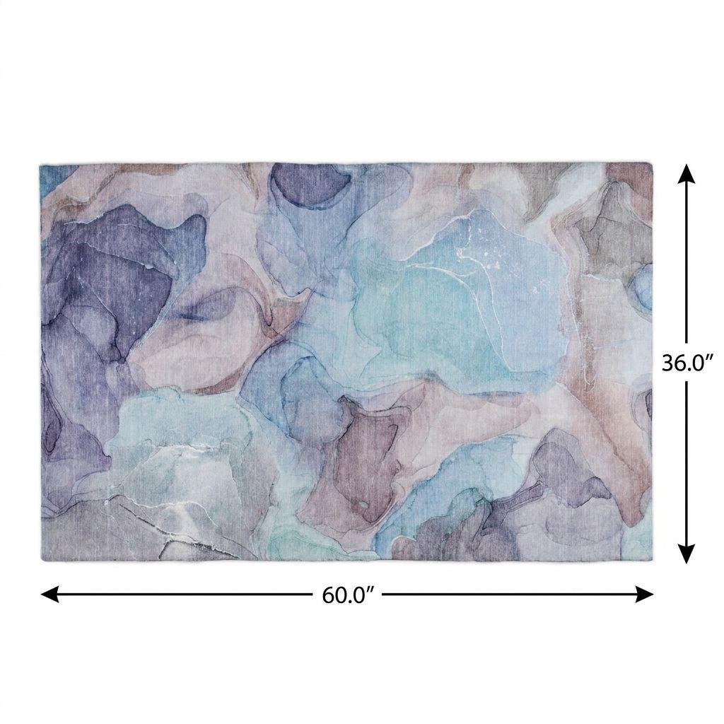 3' X 5' Navy Blue And Blue Abstract Shag Washable Area Rug With UV Protection - HomeRoots - Flyclothing LLC