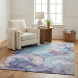 5' X 8' Navy Blue And Blue Abstract Shag Washable Area Rug With UV Protection - HomeRoots - Flyclothing LLC
