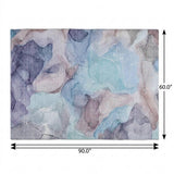5' X 8' Navy Blue And Blue Abstract Shag Washable Area Rug With UV Protection - HomeRoots - Flyclothing LLC