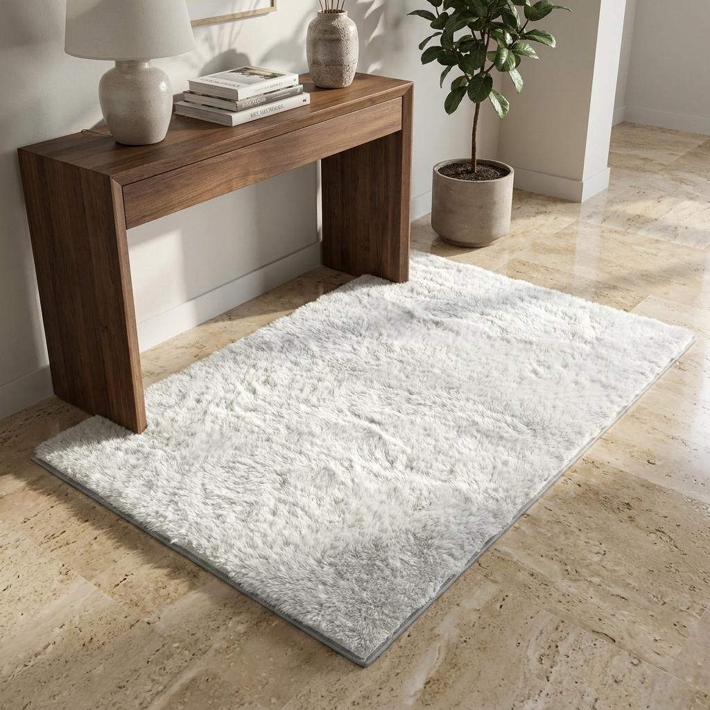 3' X 5' Blue And Denim Blue Abstract Shag Washable Area Rug With UV Protection - HomeRoots - Flyclothing LLC