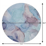 8' Navy Blue And Blue Abstract Shag Washable Round Rug With UV Protection - HomeRoots - Flyclothing LLC