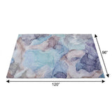 8' X 10' Navy Blue And Blue Abstract Shag Washable Area Rug With UV Protection - HomeRoots - Flyclothing LLC