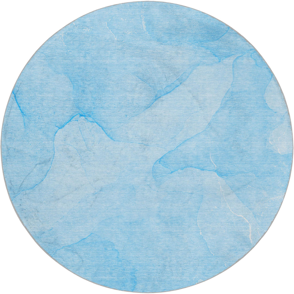 8' Blue And Denim Blue Abstract Shag Washable Round Rug With UV Protection - HomeRoots - Flyclothing LLC