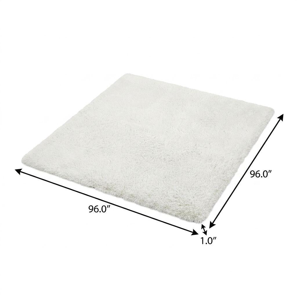 8' Blue And Denim Blue Abstract Shag Washable Round Rug With UV Protection - HomeRoots - Flyclothing LLC