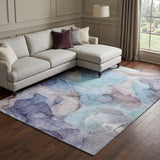 9' X 12' Navy Blue And Blue Abstract Shag Washable Area Rug With UV Protection - HomeRoots - Flyclothing LLC