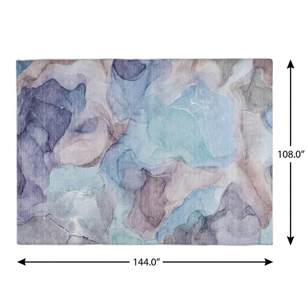 9' X 12' Navy Blue And Blue Abstract Shag Washable Area Rug With UV Protection - HomeRoots - Flyclothing LLC