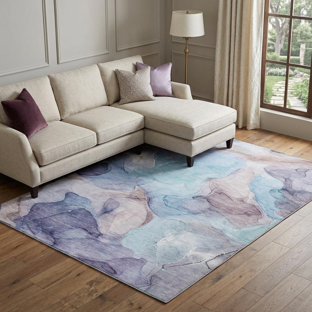 10' X 14' Navy Blue And Blue Abstract Shag Washable Area Rug With UV Protection - HomeRoots - Flyclothing LLC