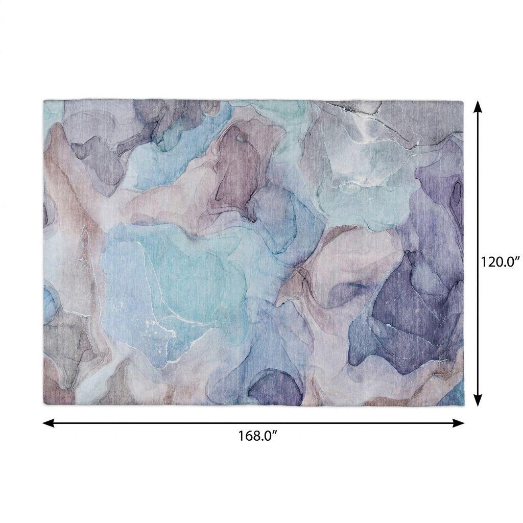 10' X 14' Navy Blue And Blue Abstract Shag Washable Area Rug With UV Protection - HomeRoots - Flyclothing LLC