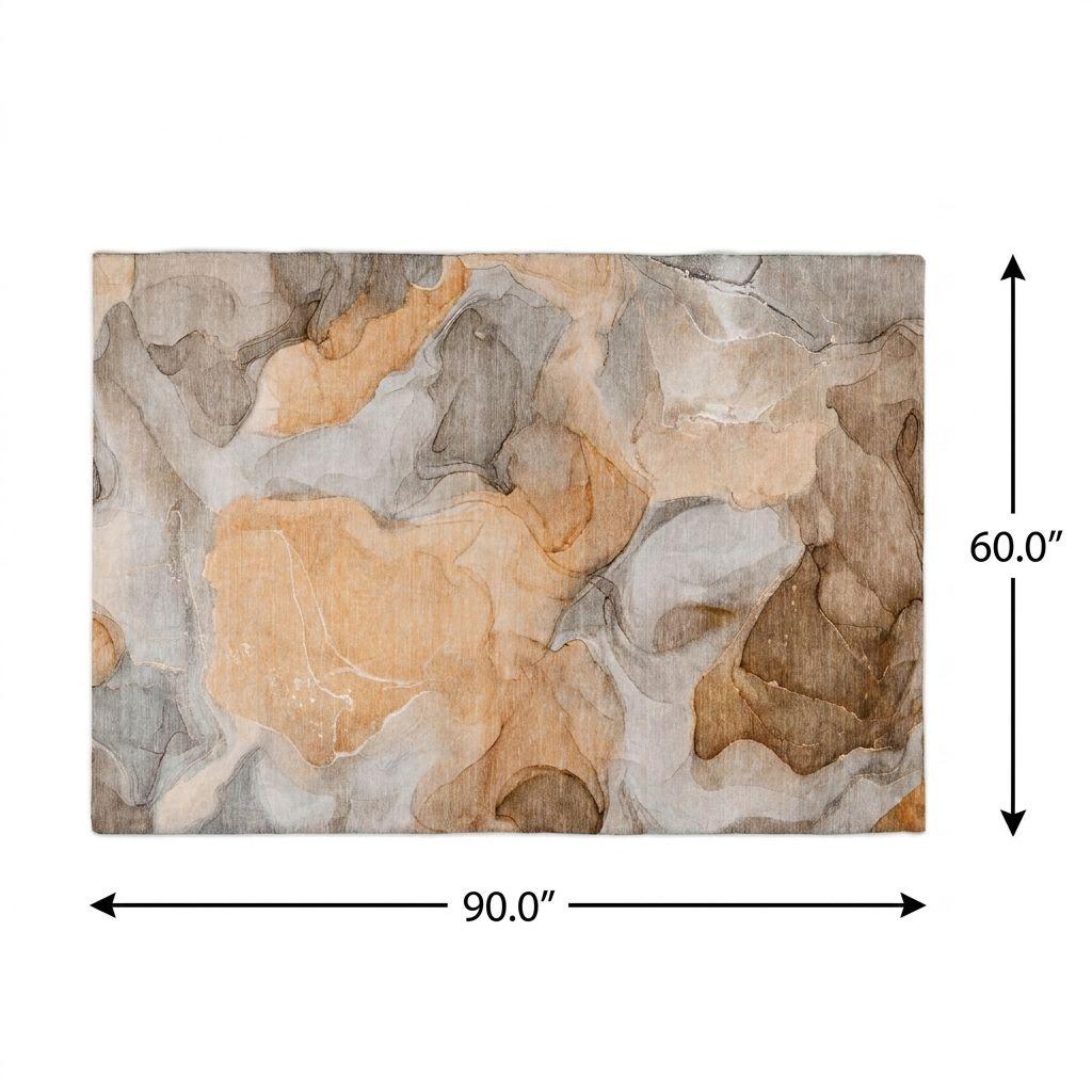 5' X 8' Orange And Peach Abstract Shag Washable Area Rug With UV Protection - HomeRoots - Flyclothing LLC