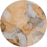 8' Orange And Peach Abstract Shag Washable Round Rug With UV Protection - HomeRoots - Flyclothing LLC