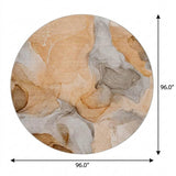 8' Orange And Peach Abstract Shag Washable Round Rug With UV Protection - HomeRoots - Flyclothing LLC