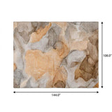 9' X 12' Orange And Peach Abstract Shag Washable Area Rug With UV Protection - HomeRoots - Flyclothing LLC