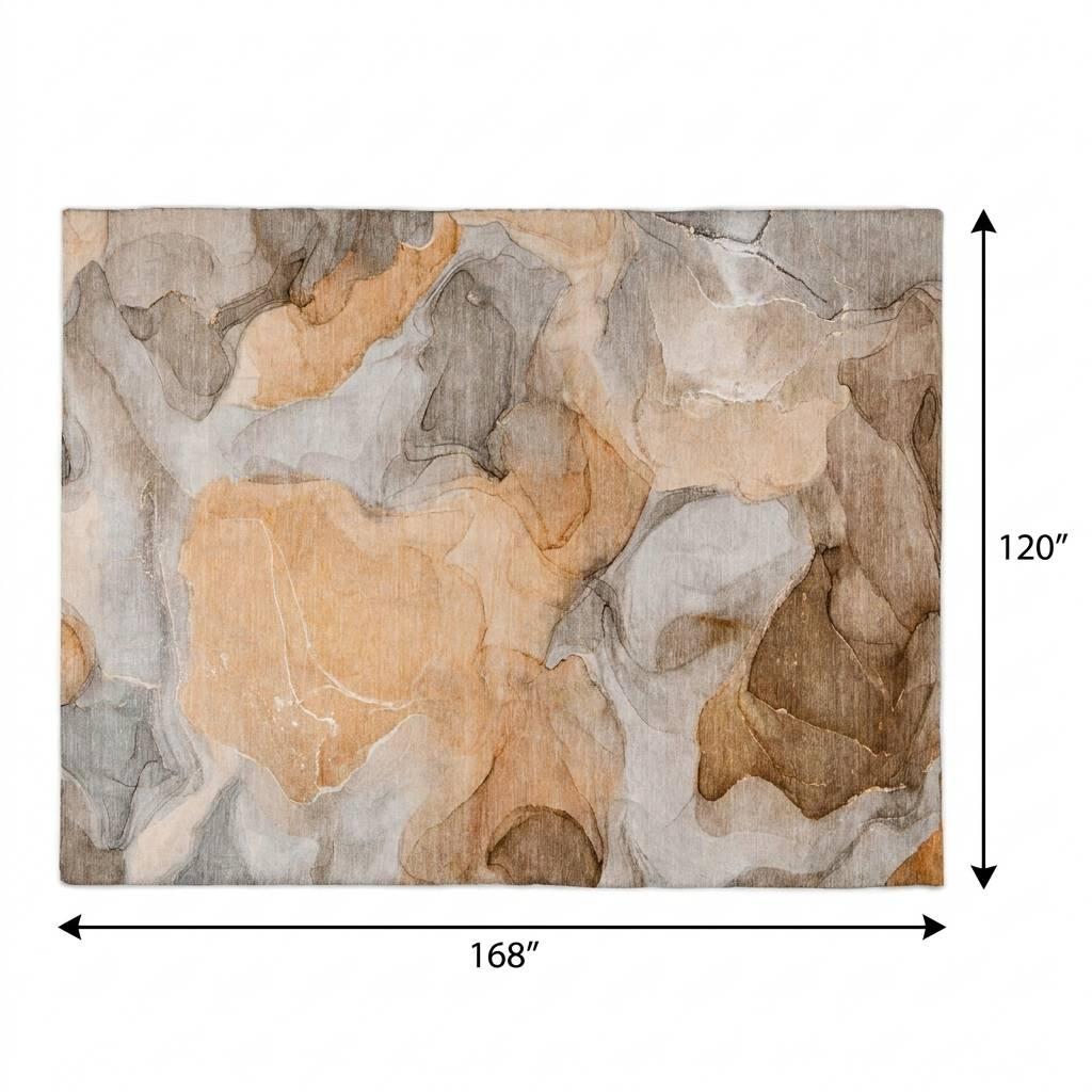 10' X 14' Orange And Peach Abstract Shag Washable Area Rug With UV Protection - HomeRoots - Flyclothing LLC