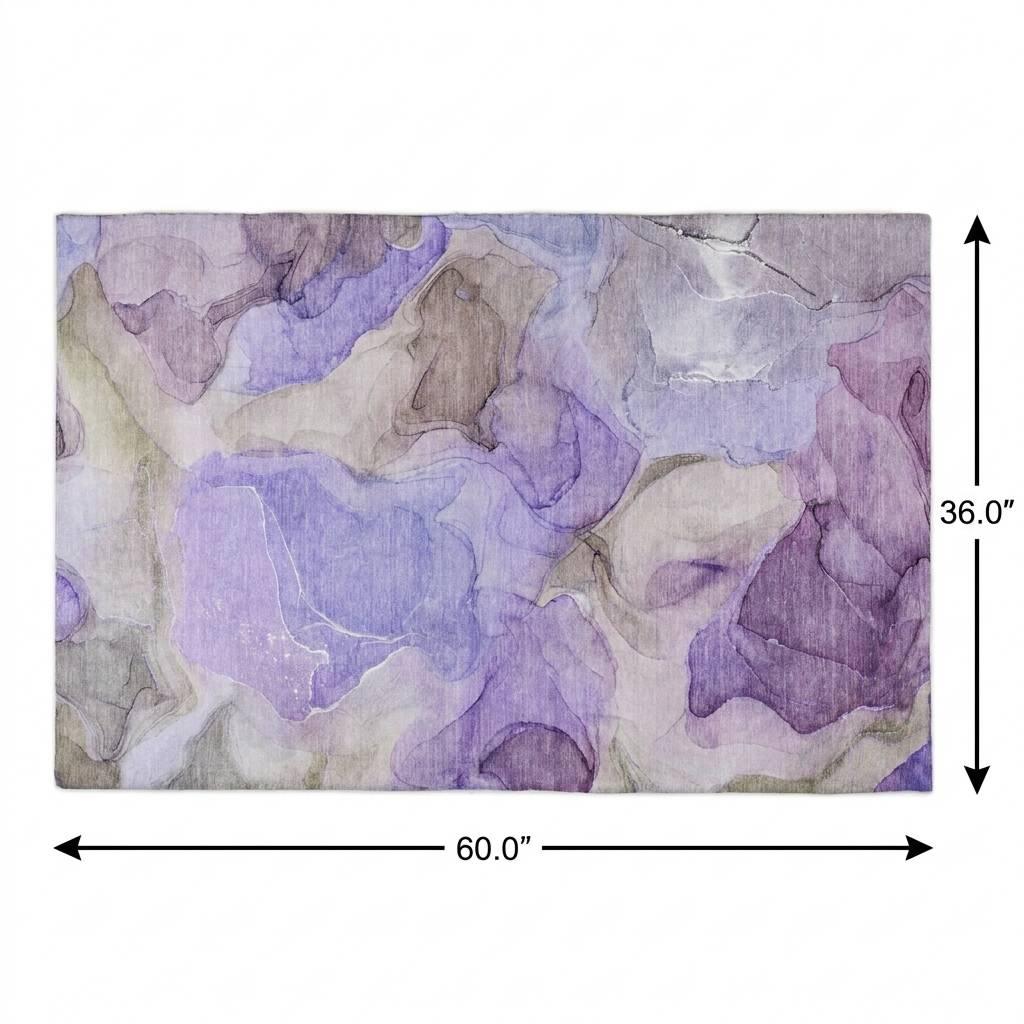 3' X 5' Purple And Lilac Abstract Shag Washable Area Rug With UV Protection - HomeRoots - Flyclothing LLC