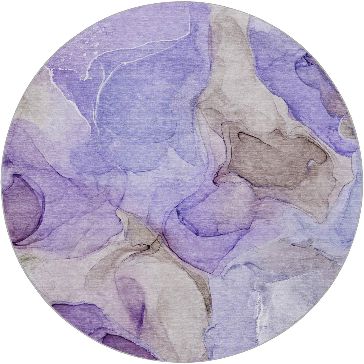 8' Purple And Lilac Abstract Shag Washable Round Rug With UV Protection - HomeRoots - Flyclothing LLC