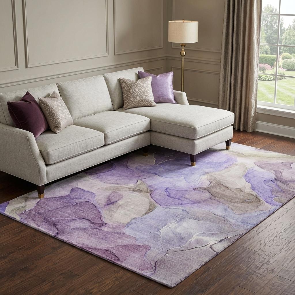 8' X 10' Purple And Lilac Abstract Shag Washable Area Rug With UV Protection - HomeRoots - Flyclothing LLC