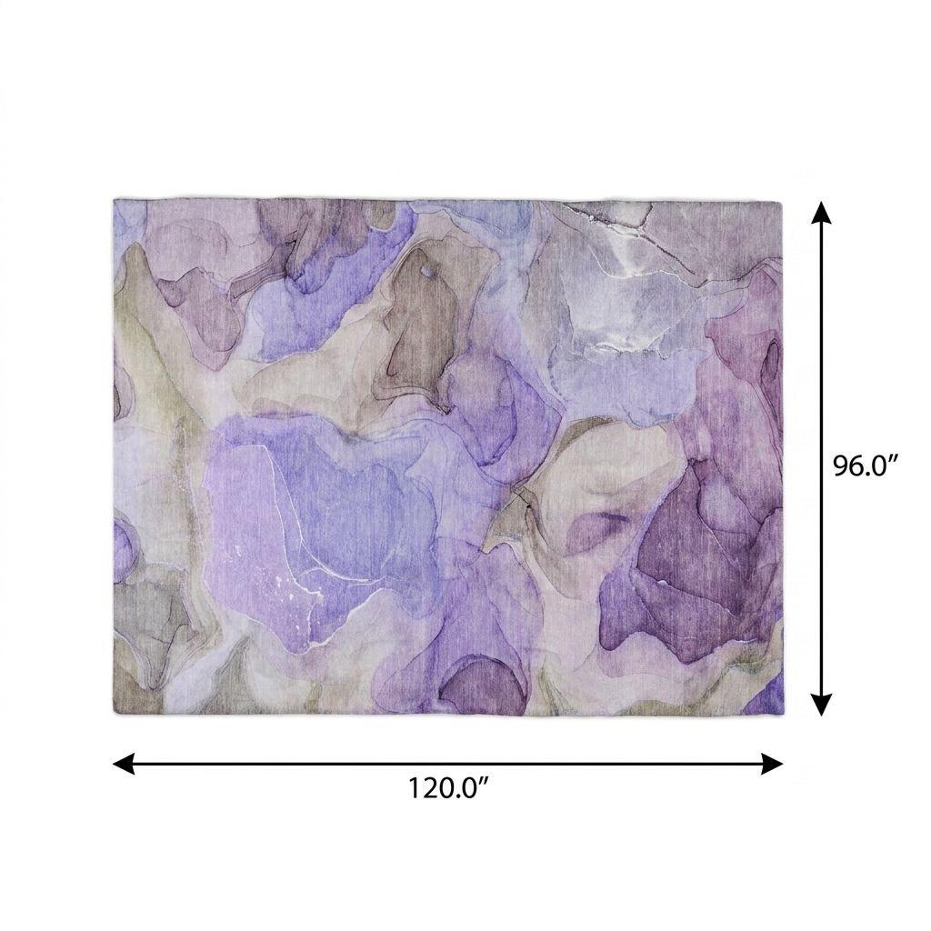 8' X 10' Purple And Lilac Abstract Shag Washable Area Rug With UV Protection - HomeRoots - Flyclothing LLC