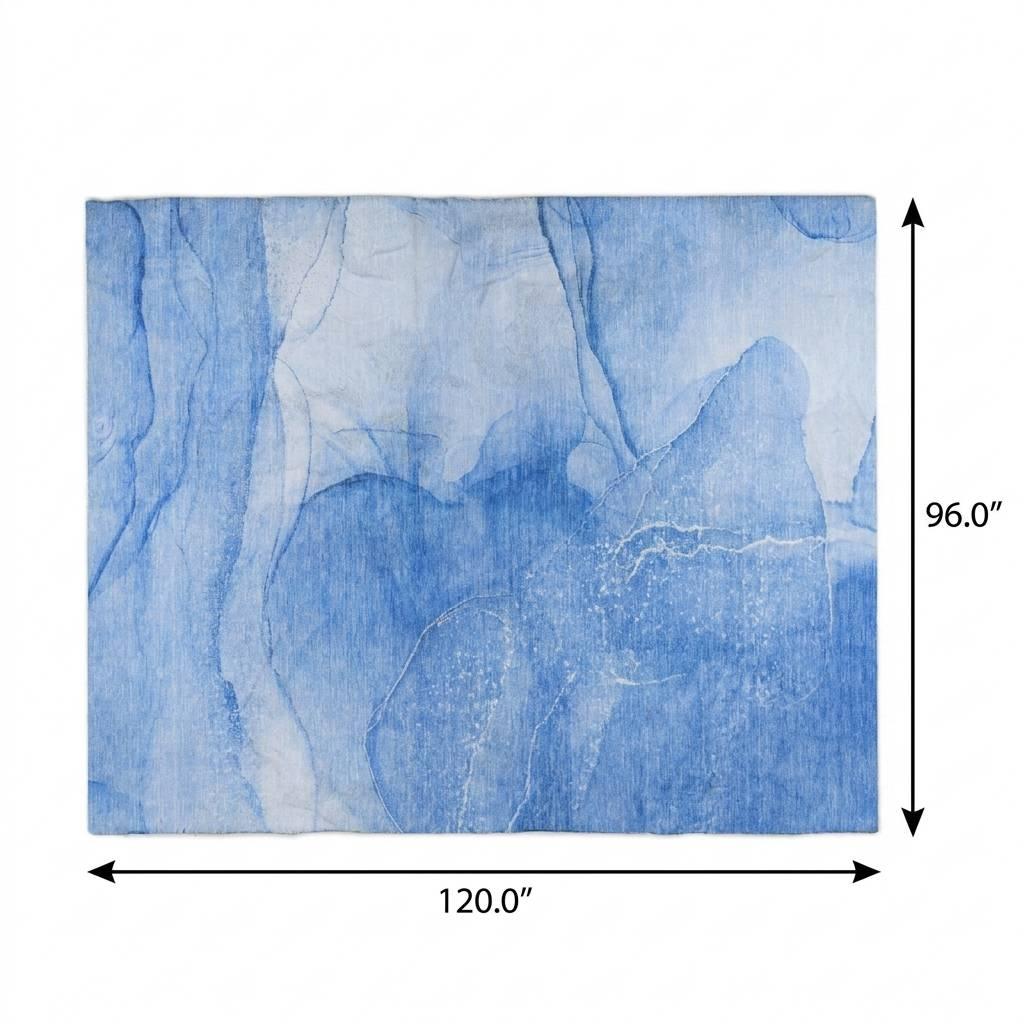 8' X 10' Blue And Denim Blue Abstract Shag Washable Area Rug With UV Protection - HomeRoots - Flyclothing LLC