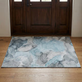 3' X 5' Teal And Gray Abstract Shag Washable Area Rug With UV Protection - HomeRoots - Flyclothing LLC