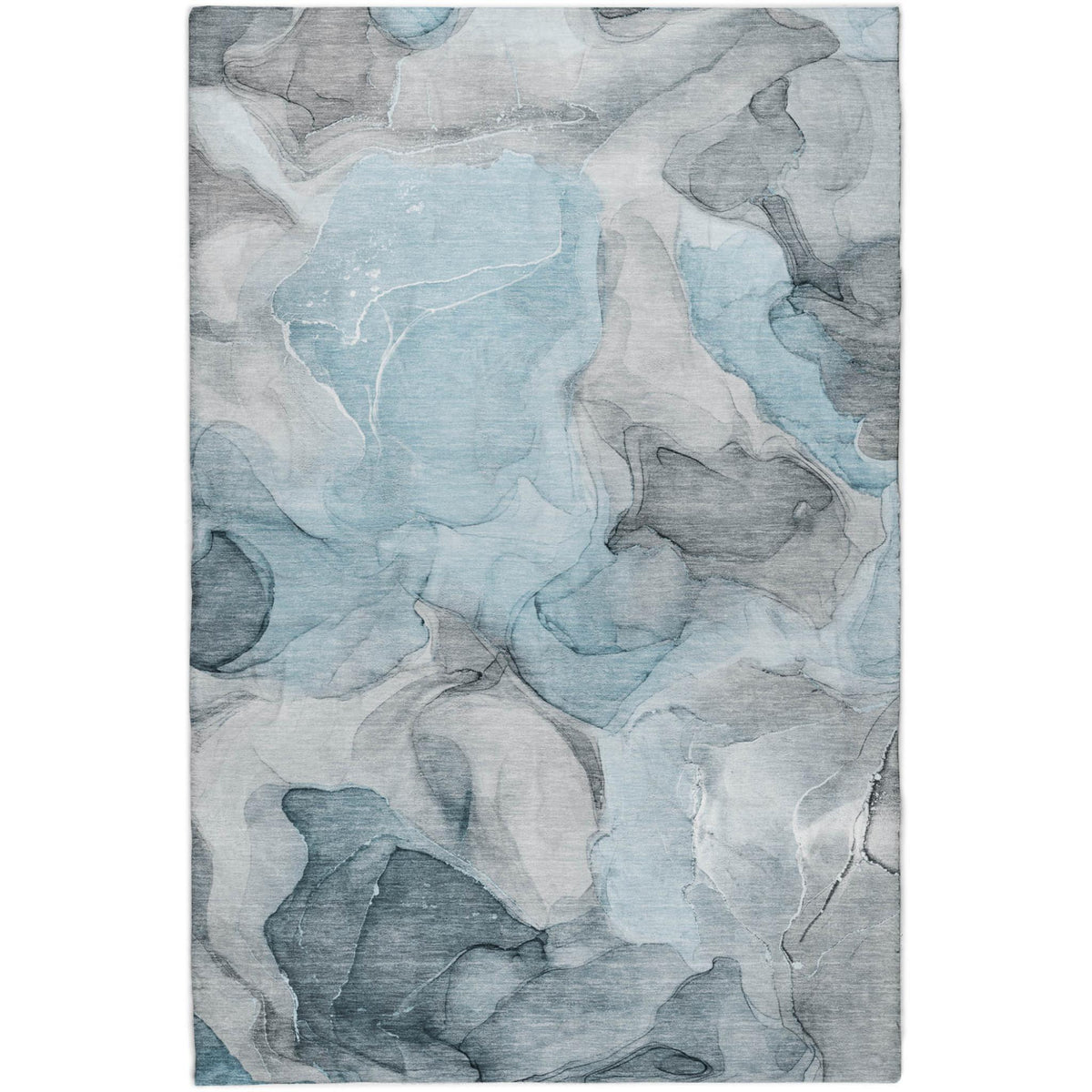 3' X 5' Teal And Gray Abstract Shag Washable Area Rug With UV Protection - HomeRoots - Flyclothing LLC