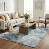 5' X 8' Teal And Gray Abstract Shag Washable Area Rug With UV Protection - HomeRoots - Flyclothing LLC