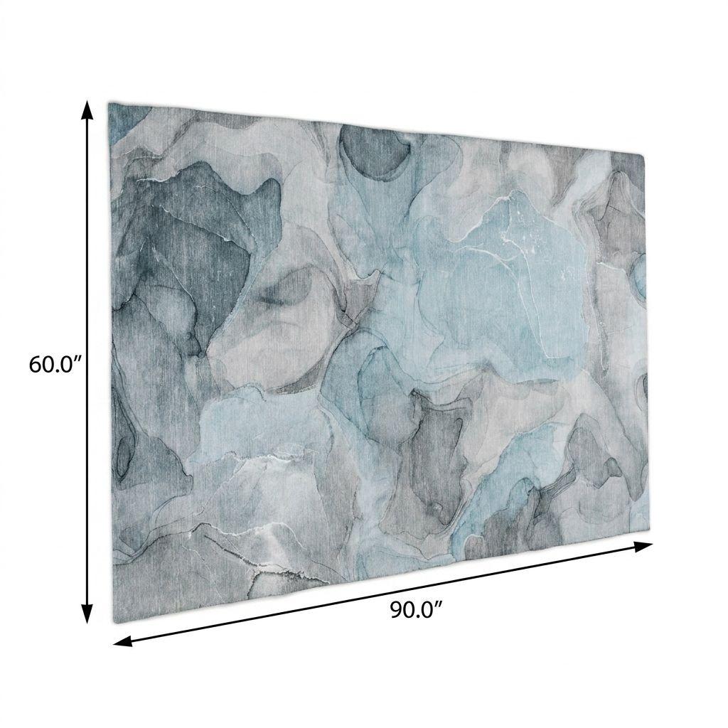 5' X 8' Teal And Gray Abstract Shag Washable Area Rug With UV Protection - HomeRoots - Flyclothing LLC