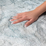 8' Teal And Gray Abstract Shag Washable Round Rug With UV Protection - HomeRoots - Flyclothing LLC