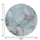 8' Teal And Gray Abstract Shag Washable Round Rug With UV Protection - HomeRoots - Flyclothing LLC
