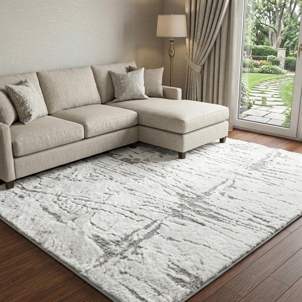 8' X 10' Green And Lime Green Abstract Shag Washable Area Rug With UV Protection - HomeRoots - Flyclothing LLC
