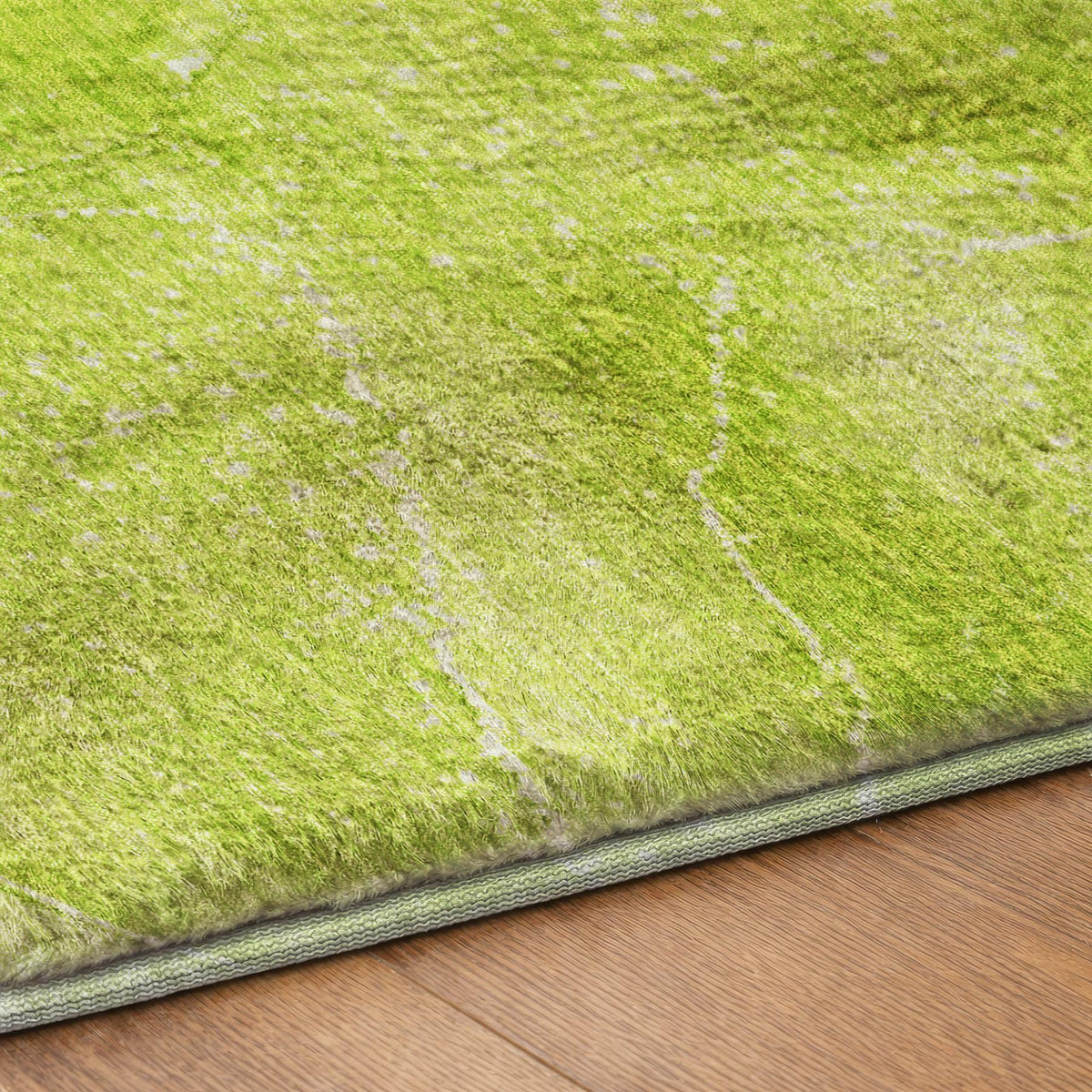 8' X 10' Green And Lime Green Abstract Shag Washable Area Rug With UV Protection - HomeRoots - Flyclothing LLC