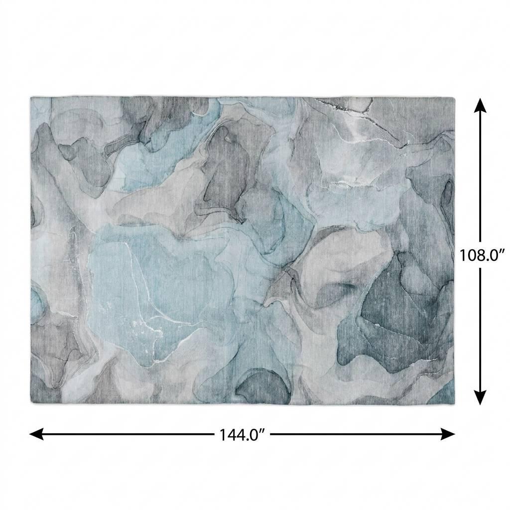 9' X 12' Teal And Gray Abstract Shag Washable Area Rug With UV Protection - HomeRoots - Flyclothing LLC