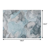 10' X 14' Teal And Gray Abstract Shag Washable Area Rug With UV Protection - HomeRoots - Flyclothing LLC