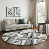 8' Orange And Peach Abstract Shag Washable Round Rug With UV Protection - HomeRoots - Flyclothing LLC