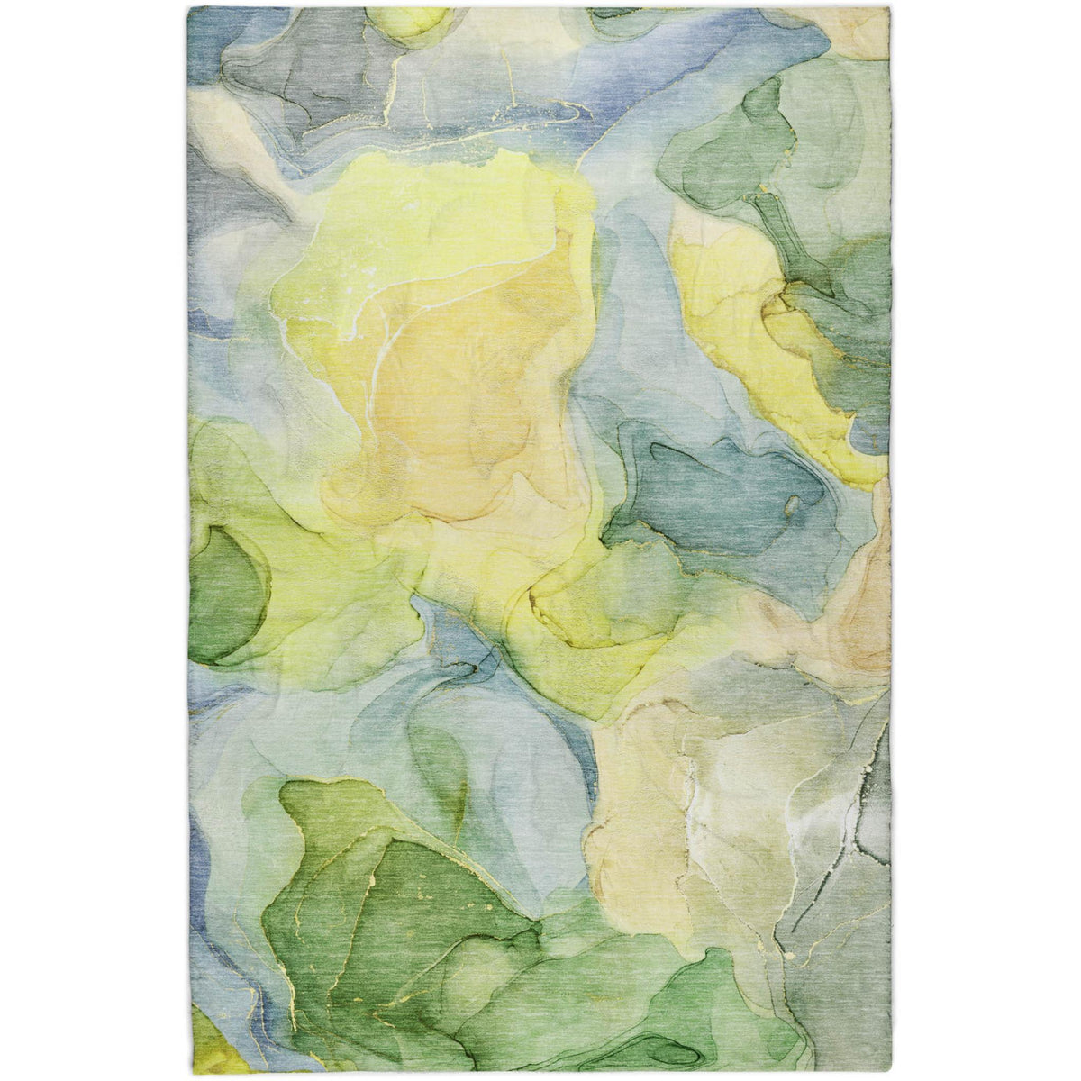 3' X 5' Yellow And Teal Abstract Shag Washable Area Rug With UV Protection - HomeRoots - Flyclothing LLC